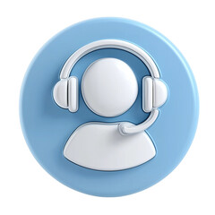 Blue Circle Call Center Icon isolated on a transparent background
