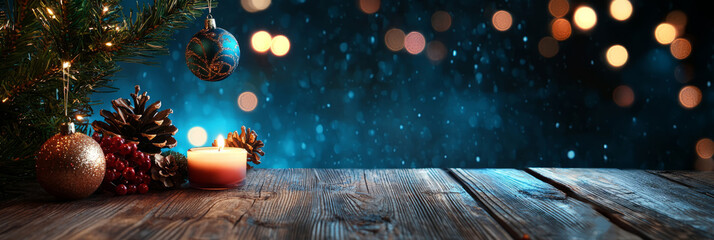 New Year decoration on wooden background