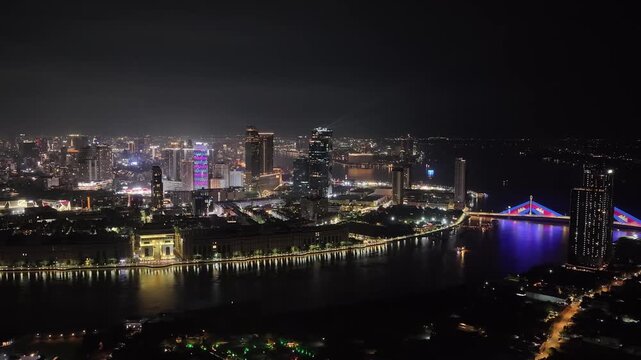 he most beautiful Koh Pich district at night in the Phnom Penh, Cambodia