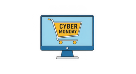 Cyber Monday Online Shopping Cart On Computer Monitor