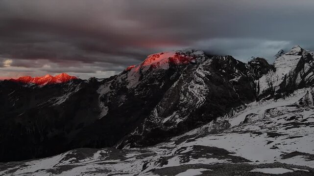 Last lights on the Ortles massif, Eastern Alps landscape