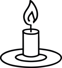 Minimalist candle illustration with flame and dripping wax on round base for decor and design