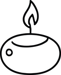 Minimalist candle line illustration with flame symbolizing warmth, light, and meditative ambiance