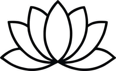 Minimalist lotus flower outline emblem symbolizing purity, spiritual growth, and serene enlightenment