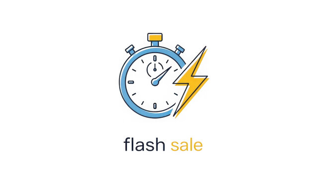Flash Sale Icon With Stopwatch And Lightning Bolt