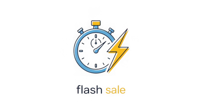 Flash Sale Icon With Stopwatch And Lightning Bolt - Powered by Adobe