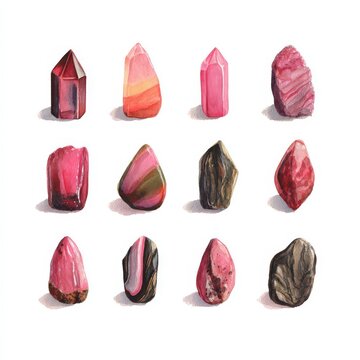 Explore the enchanting world of watercolor crystals and gemstones with soft glowing textures and pastel magical tones