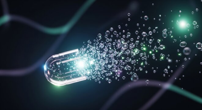 Futuristic Nanobot Capsule Dissolving for Advanced Drug Delivery.