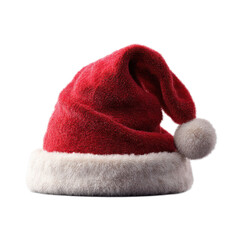 A red santa hat with a white pom pom on top