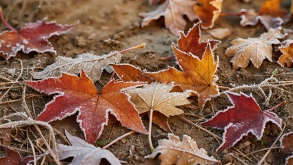 Obraz premium Vibrant autumn leaves display the captivating beauty of nature with their intricate textures and warm colors, showcasing the splendor of the season.