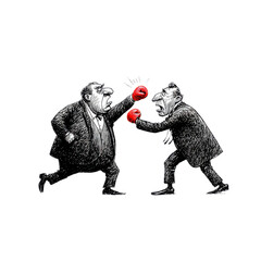 Two men are fighting in a boxing ring