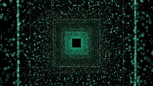 Fantastic animate of an astral tunnel or travel wormhole with neon lights and brights. Concept of space, energy , Abstract green vortex time portal motion background.