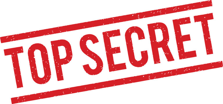 A red top secret stamp with a distressed texture 