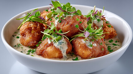 fried chicken with vegetables