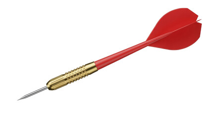 A single red dart isolated on transparent background, a symbol of precision, accuracy, and achieving goals