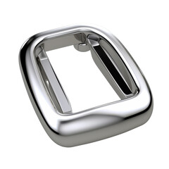 Close up of a shiny metal loop with rounded edges on a black background transparent background, png