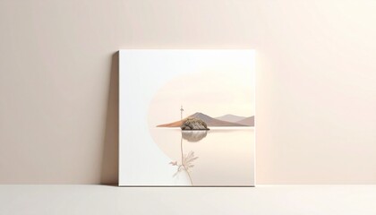 Elegant Mockup of a Square Canvas with Landscape Art.