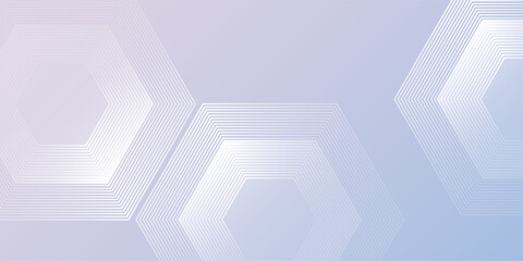 Abstract hexagon lines on light mesh blue an pink background. Geometric stripe line art design for poster, brochure, cover, website, header, web banner simple