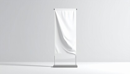 Blank white roll up banner stand mockup for advertising presentation.