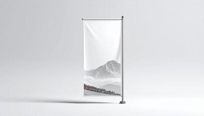 Vertical flag banner mockup on a clean white background for presentation.