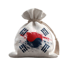 A bag with a red, white and blue design of a Korean flag