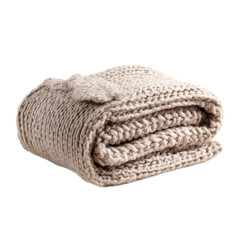A white blanket is folded and placed on a white background