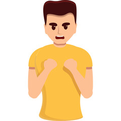 An Angry Man Wearing A Yellow T Shirt With Brown Hair And A Transparent Background