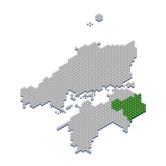 ハニカム構造状の徳島県の地図
