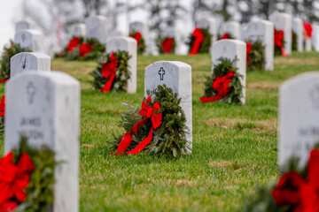Quiet View Of An American Military Cemetery Celebrating National Pride