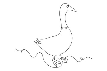 Duck continuous one line drawing minimal style illustration