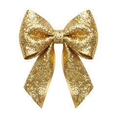 Glittering elegance of a radiant gold bow against a sleek black backdrop creating festive cheer