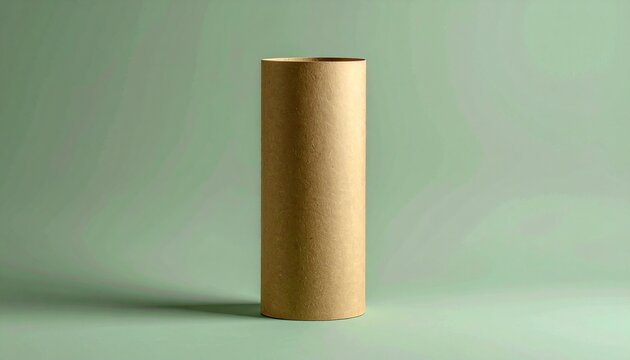 Brown Kraft Paper Tube Container on a Green Background.