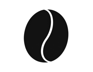 Single Black Coffee Bean Icon, Solid Shape, Isolated on Transparent Background