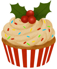 christmas cupcake on white background