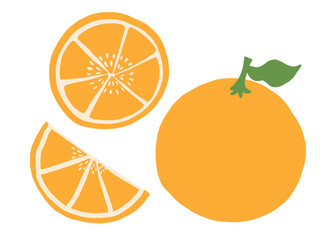Orange fruit illustration in flat style for food design, healthy lifestyle projects, and natural product branding.