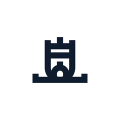 combination of castle tower and king face logo vector