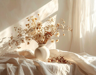 Minimal Still Life with Dried Flowers – Warm Scandinavian Serenity