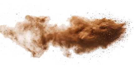Brown high dust plume cloud on transparent background
