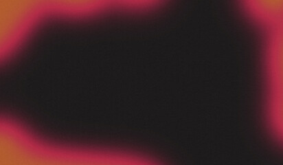 Orange gradient wavy frame on black background with grain texture. Fire heat gradient background....