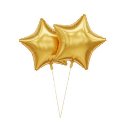 Golden star balloons floating against a dark backdrop creating a festive atmosphere perfect for