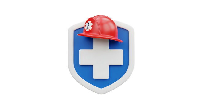 Red helmet with star of life on shield with blue border and cross video 4k