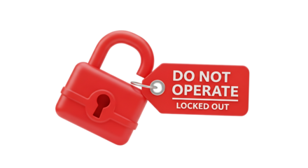 A red padlock with a do not operate tag on a black background video 4k
