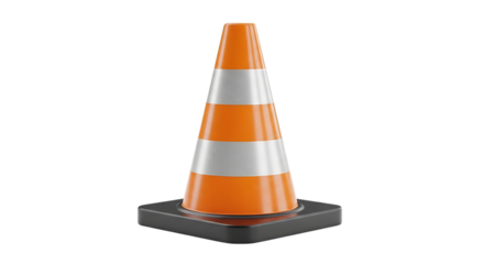 Isolated traffic cone with orange and white stripes on black background video 4k