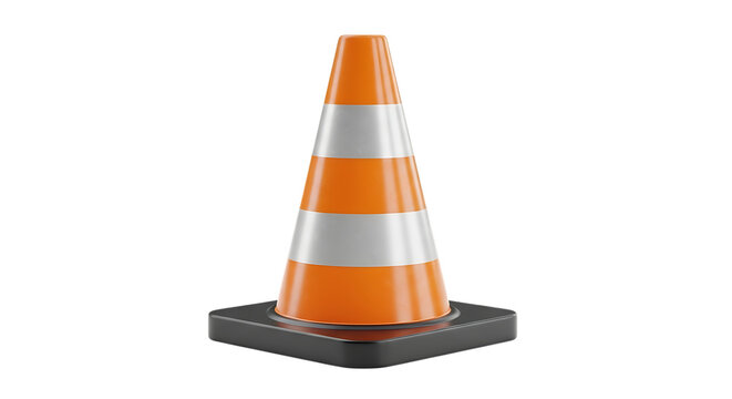 Isolated traffic cone with orange and white stripes on black background video 4k
