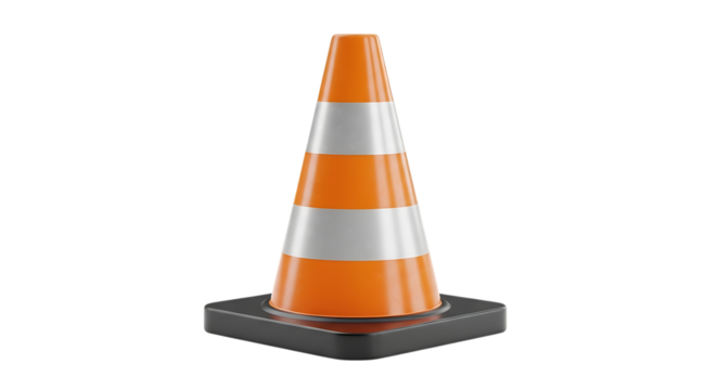 Isolated traffic cone with orange and white stripes on black background video 4k