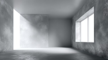 Fototapeta premium abstract. minimalistic background for product presentation. walls in large empty room. can full of sunlight. Loft wall or minimalist wall. Shadow, light from windows to plaster wall.