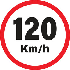 Circular speed limit sign with 120 kilometers per hour designation