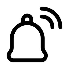 Notification Alarm flat minimal outline icon representing alerts, reminders, and modern digital communication design