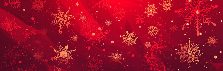 Red Christmas glittering star background. Festive glowing blurred dreamy texture.