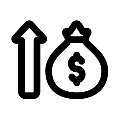 Money Bag flat minimal outline icon representing wealth, savings, and modern financial management design